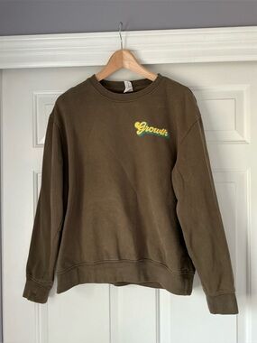 Just Hoods Brown Crewneck Graphic Sweatshirt L